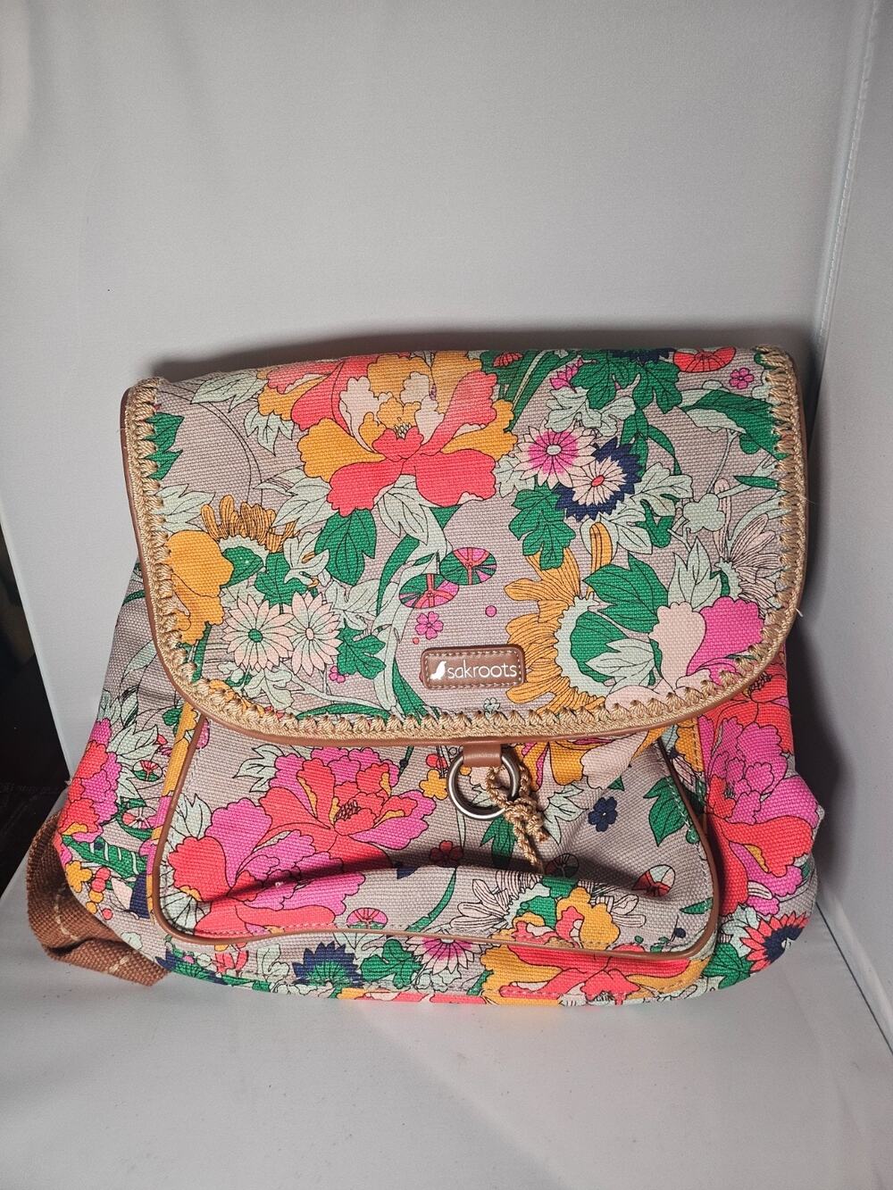 SAKROOTS FLORAL CANVAS BAG/PURSE